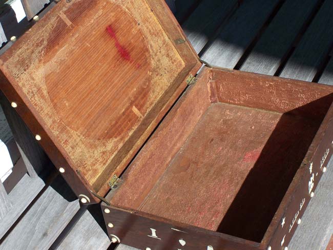 A Charming 19th century Sailor Made Folk Art Sewing Box with Ivory Inlays dated 1864 — image 10